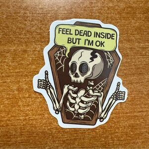 Humorous Skeleton Coffin Sticker‎
